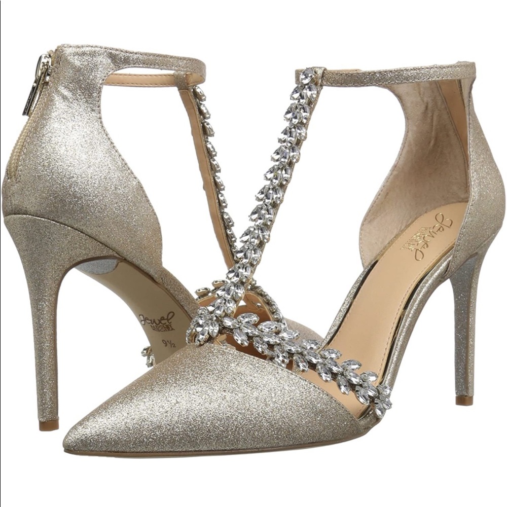Jewel Badgley Mischka Meena Crystal T-Strap Pump
